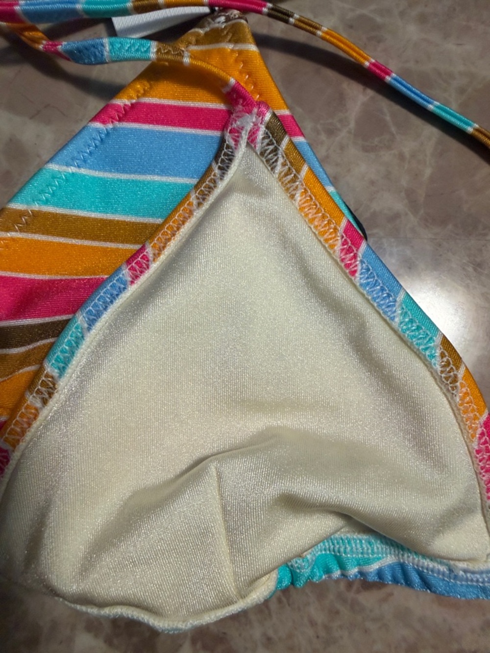 triangl swimwear Multicolor Striped Triangle Bikini with Orange Neoprene Pouch - Picture 11 of 11